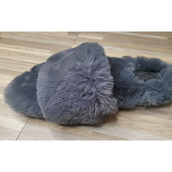 Victoria's Secret Faux Fur Fuzzy Slipper Gray Woman's Size‎ Large - NEW - Picture 6 of 10